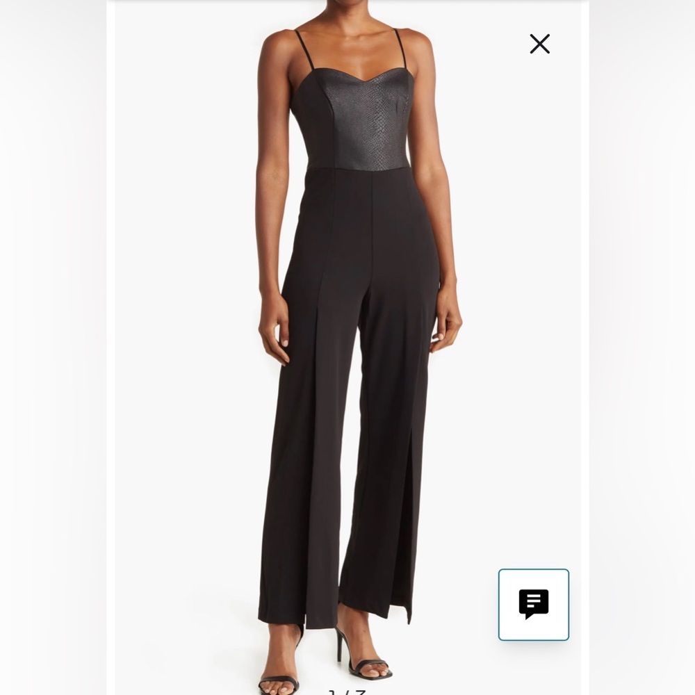 bebe Black Snakeskin Jumpsuit